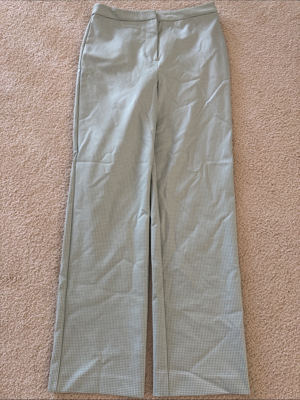 Light mint Micro-Check Wide Leg Pants